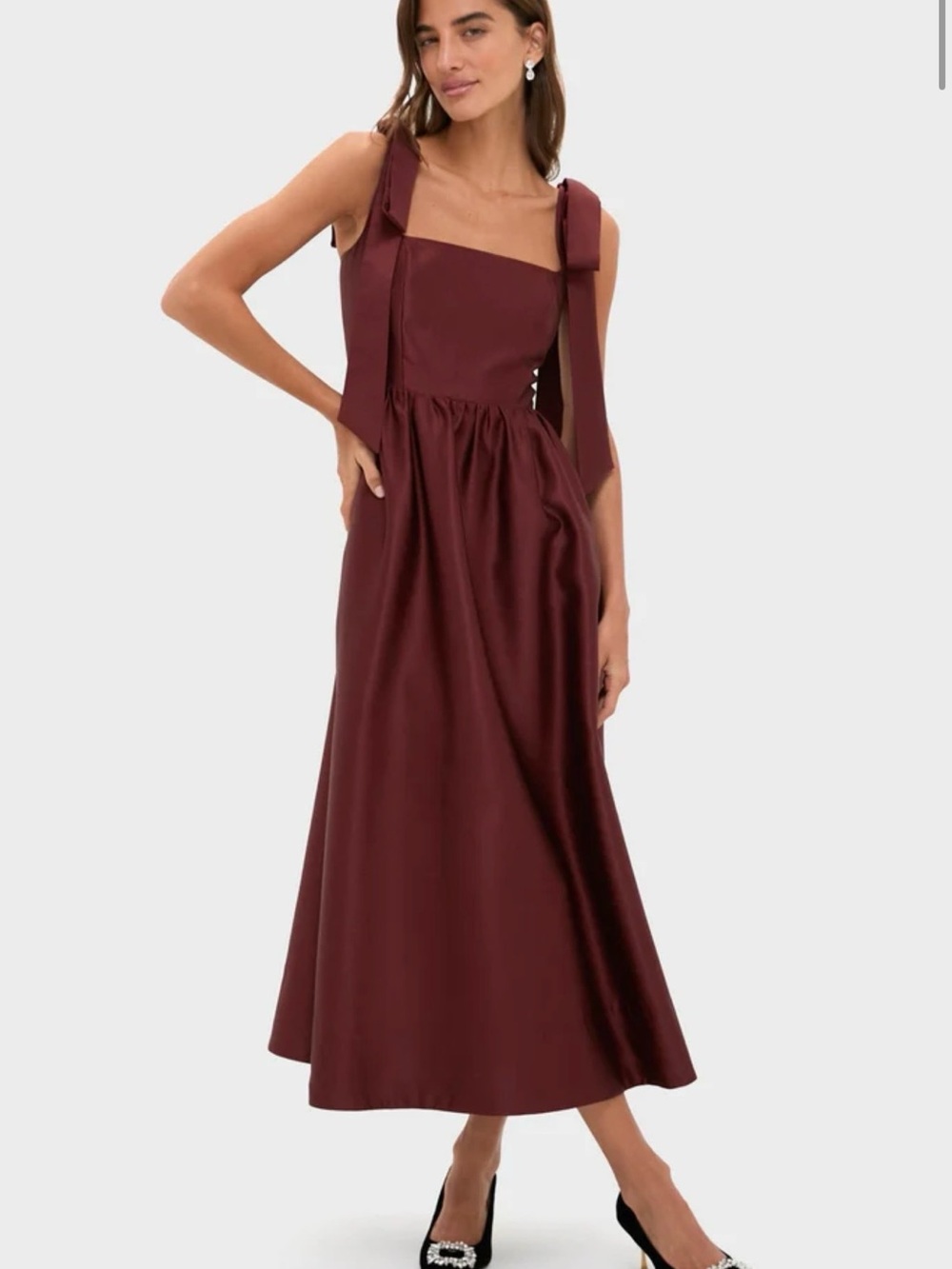 Tuckernuck Burgundy Oxblood Dupioni Bow Esme Dress